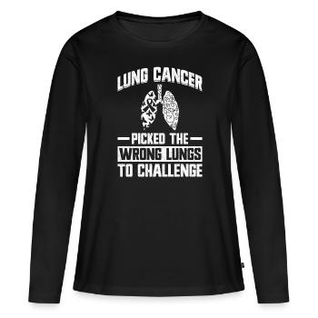 Cancer du poumon Sensibilisation gratuite au cancer du poumon - T-shirt manches longues Premium bio Femme - noir - Devant - Julia (174cm)