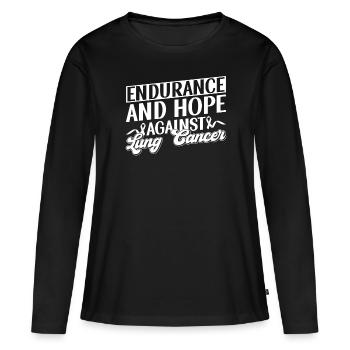 Guerrier du cancer du poumon Sensibilisation au cancer du poumon - T-shirt manches longues Premium bio Femme - noir - Devant - Julia (174cm)