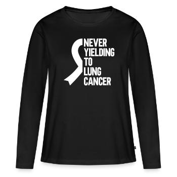 Guerrier du cancer du poumon Sensibilisation au cancer du poumon - T-shirt manches longues Premium bio Femme - noir - Devant - Julia (174cm)