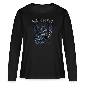 Rabe, Hugin, Munin - Frauen Premium Bio Langarmshirt - Schwarz - Vorne - Julia (174cm)