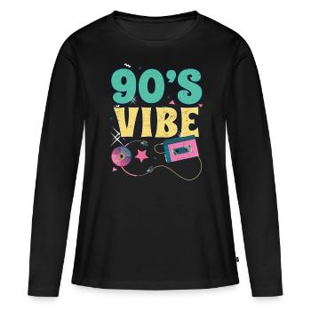 années quatre-vingt-dix - T-shirt manches longues Premium bio Femme - noir - Devant - Julia (174cm)