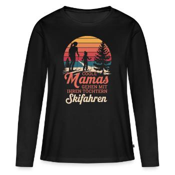 Mama und Tochter Skifahren - Frauen Premium Bio Langarmshirt - Schwarz - Vorne - Julia (174cm)