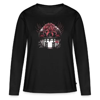 Japanese spider lily with torii gate - Women's Premium Organic Long Sleeve Shirt - black - Front - Julia (174cm)