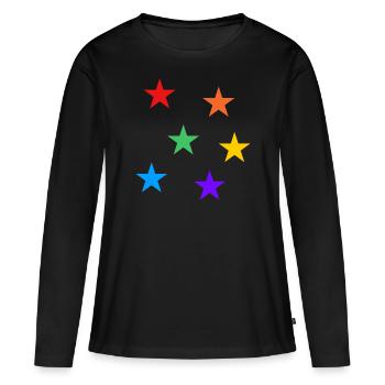 Étoiles Arc-en-ciel LGBTQ subtile gay pride - T-shirt manches longues Premium bio Femme - noir - Devant - Julia (174cm)