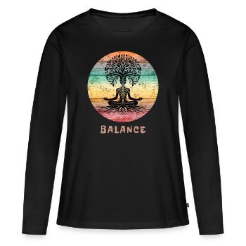 Balance Tree Lover Yoga Teacher - Women's Premium Organic Long Sleeve Shirt - black - Front - Julia (174cm)