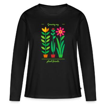 Cultiver mes amis les plantes – Plante D colorée - T-shirt manches longues Premium bio Femme - noir - Devant - Julia (174cm)