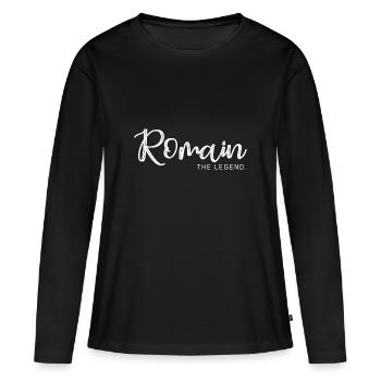 Romain the legend Cadeau T shirt romain - T-shirt manches longues Premium bio Femme - noir - Devant - Julia (174cm)