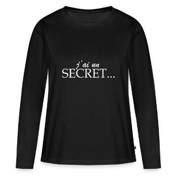 annonce grossesse future maman - T-shirt manches longues Premium bio Femme - noir - Devant - Julia (174cm)