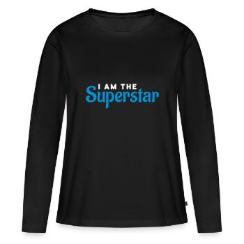 Je suis la superstar - T-shirt manches longues Premium bio Femme - noir - Devant - Julia (174cm)