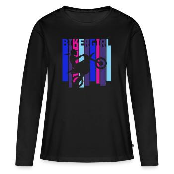 Bikergirl Wheelie Biker-Girl Motocross Biker Girl - Women's Premium Organic Long Sleeve Shirt - black - Front - Julia (174cm)