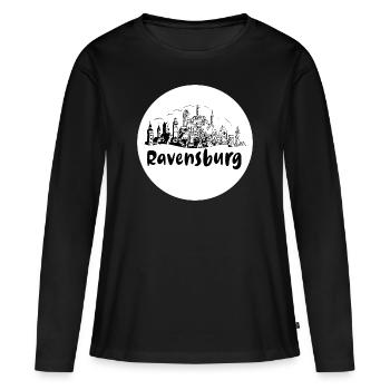 ravensburg, skyline, cercle, coupe de ciseaux, blanc - T-shirt manches longues Premium bio Femme - noir - Devant - Julia (174cm)