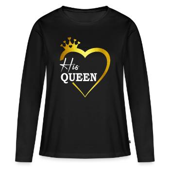 Sa tenue de couple Queen Gold King Queen - T-shirt manches longues Premium bio Femme - noir - Devant - Julia (174cm)