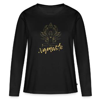 Yoga Namaste Meditation Outfit Gift Idea Buddha - Women's Premium Organic Long Sleeve Shirt - black - Front - Julia (174cm)