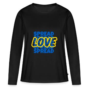 Spread Love Spruch in ukrainischen Landesfarben - Frauen Premium Bio Langarmshirt - Schwarz - Vorne - Julia (174cm)