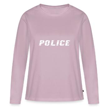 Police - T-shirt manches longues Premium bio Femme - rose poudré - Devant - Julia (174cm)