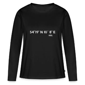 Coordonnées de Kiel - T-shirt manches longues Premium bio Femme - noir - Devant - Julia (174cm)