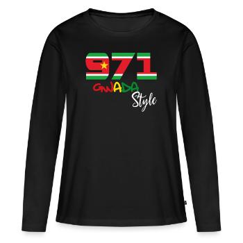 Gwada 971 Flagge - Frauen Premium Bio Langarmshirt - Schwarz - Vorne - Julia (174cm)