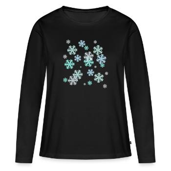 Neige, Flocon De Neige, Cristal De Glace, Glace - T-shirt manches longues Premium bio Femme - noir - Devant - Julia (174cm)