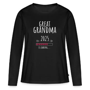 Future arrière-grand-mère 2025 Grossesse - T-shirt manches longues Premium bio Femme - noir - Devant - Julia (174cm)