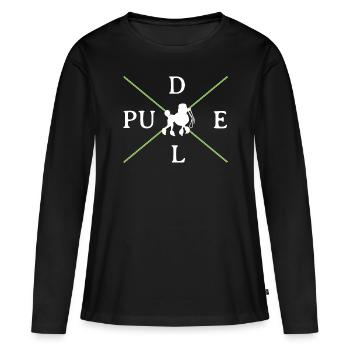 Klassisch schlichtes Pudelmotiv weiß / grün - Frauen Premium Bio Langarmshirt - Schwarz - Vorne - Julia (174cm)