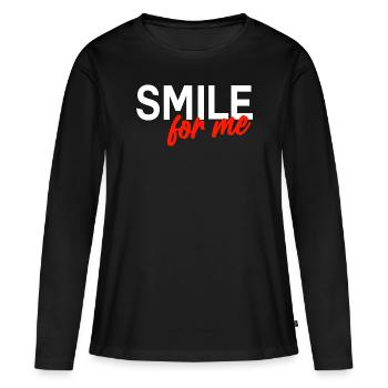 Smile for me - Show me a smile - Women's Premium Organic Long Sleeve Shirt - black - Front - Julia (174cm)