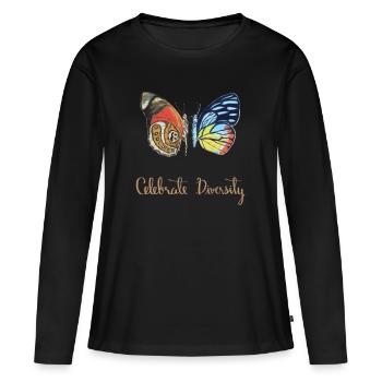 Butterfly Diversity Celebrate Diversity - Women's Premium Organic Long Sleeve Shirt - black - Front - Julia (174cm)