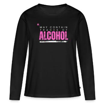 May contain alcohol - Frauen Premium Bio Langarmshirt - Schwarz - Vorne - Julia (174cm)