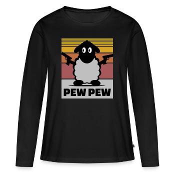 Pew Pew Mouton - T-shirt manches longues Premium bio Femme - noir - Devant - Julia (174cm)