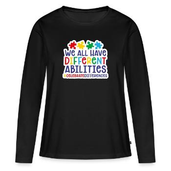 autisme - T-shirt manches longues Premium bio Femme - noir - Devant - Julia (174cm)