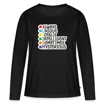 autisme - T-shirt manches longues Premium bio Femme - noir - Devant - Julia (174cm)