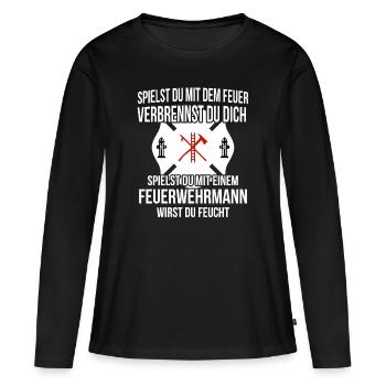 Service des pompiers volontaires - T-shirt manches longues Premium bio Femme - noir - Devant - Julia (174cm)