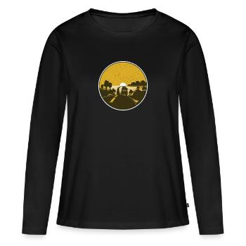 Reise - Frauen Premium Bio Langarmshirt - Schwarz - Vorne - Julia (174cm)