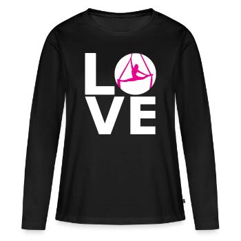 Aerial Silks - Silklove - Aerialist - vertical wipe - Women's Premium Organic Long Sleeve Shirt - black - Front - Julia (174cm)