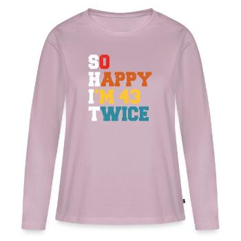 43 Ans Drôle - Humour Anniversaire 43 ans Cadeau - T-shirt manches longues Premium bio Femme - rose poudré - Devant - Julia (174cm)