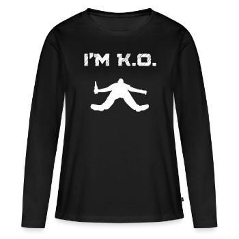 Je suis KO Homme Ivre Évanoui Blackout Coma Blanc - T-shirt manches longues Premium bio Femme - noir - Devant - Julia (174cm)