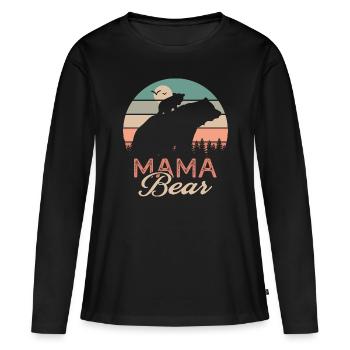 Mama Bär Geschenk T-Shirt Mama Bär Mama - Frauen Premium Bio Langarmshirt - Schwarz - Vorne - Julia (174cm)