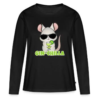 Gin- Chinchilla Gin - Frauen Premium Bio Langarmshirt - Schwarz - Vorne - Julia (174cm)