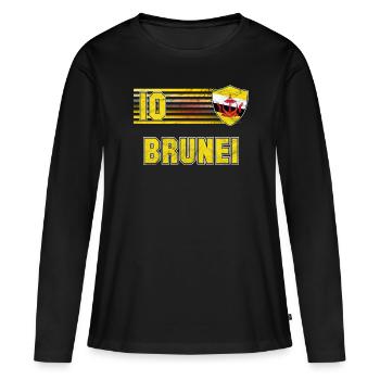 Équipe de football du Brunéi - T-shirt manches longues Premium bio Femme - noir - Devant - Julia (174cm)
