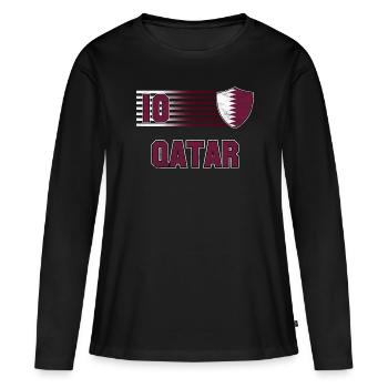 Équipe du Qatar de football - T-shirt manches longues Premium bio Femme - noir - Devant - Julia (174cm)