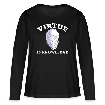 La vertu est la connaissance Socrate Philosophe Buste - T-shirt manches longues Premium bio Femme - noir - Devant - Julia (174cm)