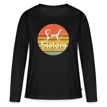 retro soul mates sunset - Women's Premium Organic Long Sleeve Shirt - black - Front - Julia (174cm)