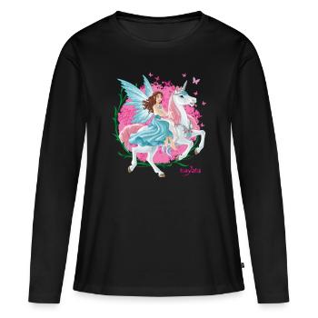 Rampant bayala Eyela avec Licorne - T-shirt manches longues Premium bio Femme - noir - Devant - Julia (174cm)