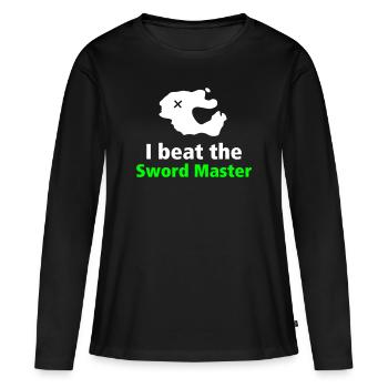I beat the Sword Master - Schwertmeister Monkey - Frauen Premium Bio Langarmshirt - Schwarz - Vorne - Julia (174cm)