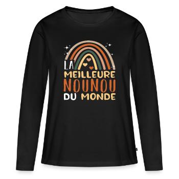 Meilleure nounou du monde humour nourrice cadeau - T-shirt manches longues Premium bio Femme - noir - Devant - Julia (174cm)