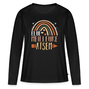 Meilleure atsem cadeau merci atsem arc en ciel - T-shirt manches longues Premium bio Femme - noir - Devant - Julia (174cm)
