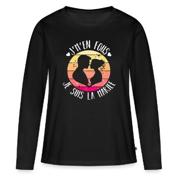 J' m' en fous je suis la mariée humour evjf cadeau - T-shirt manches longues Premium bio Femme - noir - Devant - Julia (174cm)