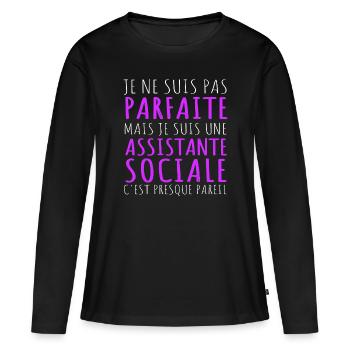 Je suis une assistante sociale humour cadeau - T-shirt manches longues Premium bio Femme - noir - Devant - Julia (174cm)