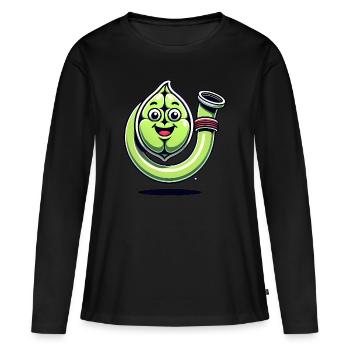 Lustiges Pod-Design im Gummischlauch-Stil - Frauen Premium Bio Langarmshirt - Schwarz - Vorne - Julia (174cm)