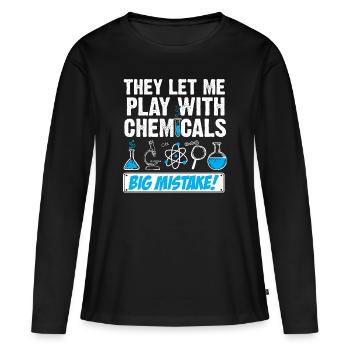 Chimiste Chimiste Chimiste Chimiste Technicien de laboratoire de chimie - T-shirt manches longues Premium bio Femme - noir - Devant - Julia (174cm)