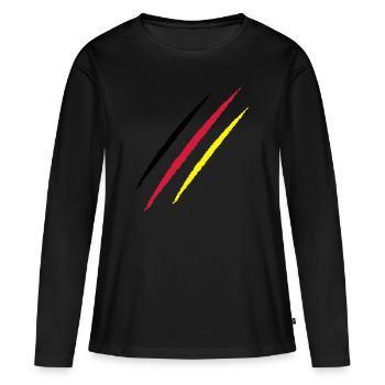 scratch allemagne griffe traces griffe - T-shirt manches longues Premium bio Femme - noir - Devant - Julia (174cm)